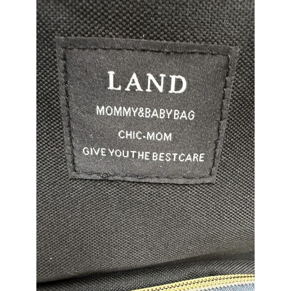 LAND Mommy & Baby Diaper Bag Backpack Black Maternity Tote Multi Pocket NWT